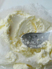 Freshly Made Butter in Cheesecloth
